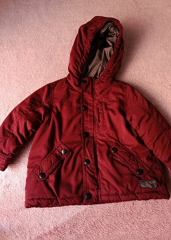 Bordo Düğmeli Erkek Çocuk Mont - Görsel 3