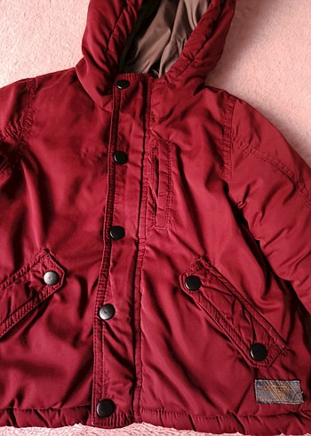 Bordo Düğmeli Erkek Çocuk Mont - Görsel 2