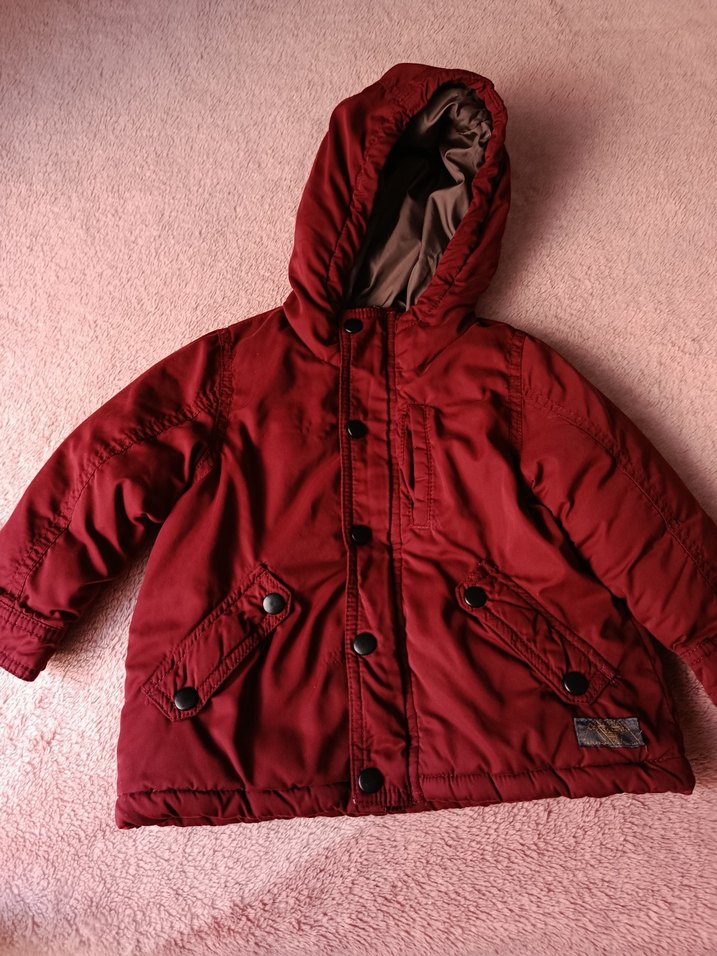 Bordo Düğmeli Erkek Çocuk Mont - Görsel 3