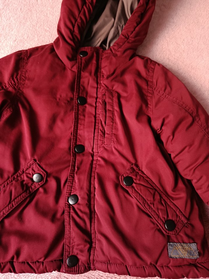 Bordo Düğmeli Erkek Çocuk Mont - Görsel 2