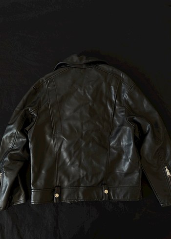 Bershka Bersha Kadın Siyah Biker Deri Ceket