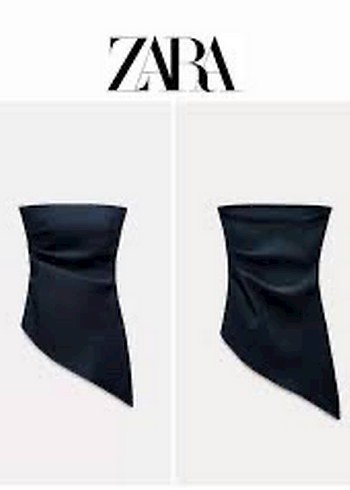 Zara lacivert straplez Drapeli top