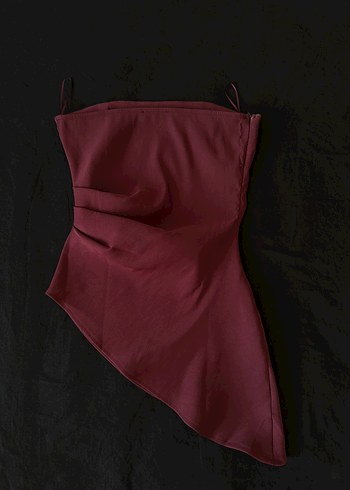 m Beden bordo Renk Zara bordo straplez üst