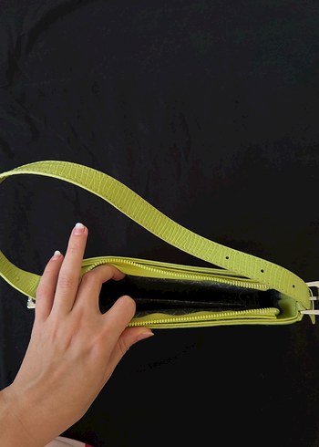 Beden Housebags kadın neon yeşil tokalı ayarlanabilir baget çanta