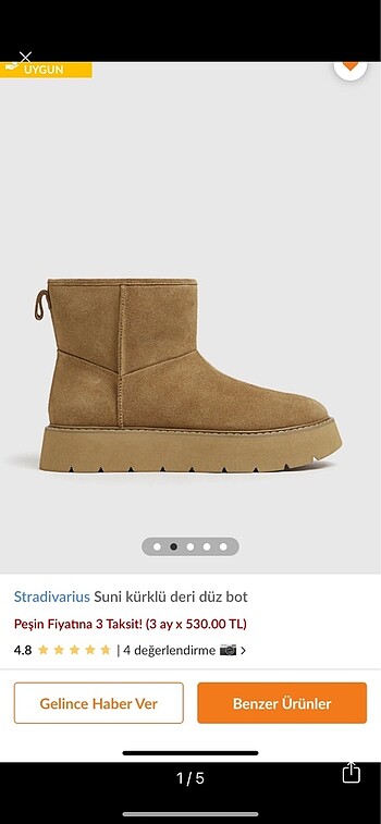 Stradivarius Stradivarius Suni Kürklü Bot Ugg