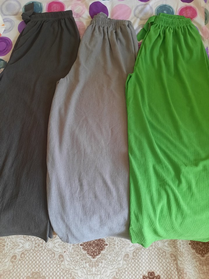 Gri Bol Kesim Kadın Kumaş Pantolon - Görsel 2