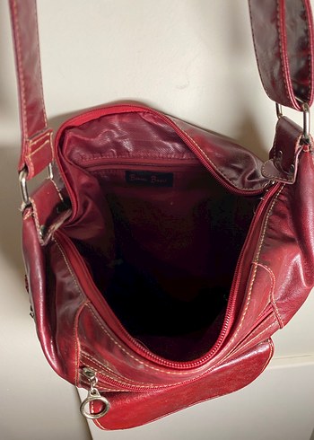 Bordo Vintage Deri Çanta - Görsel 4