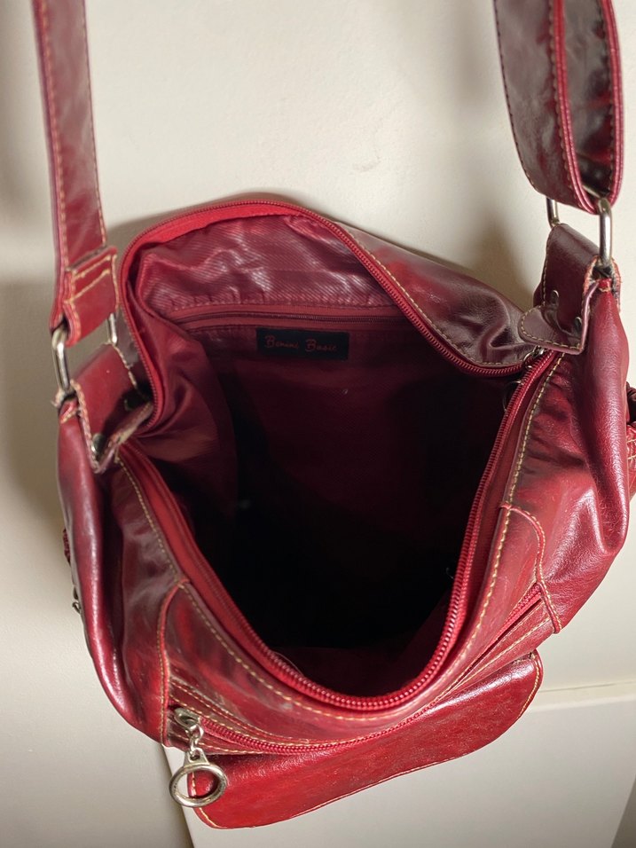 Bordo Vintage Deri Çanta - Görsel 4