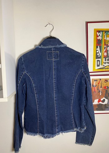 Püsküllü Mavi Vintage Kot Ceket - Görsel 5