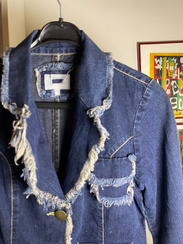 Püsküllü Mavi Vintage Kot Ceket - Görsel 4