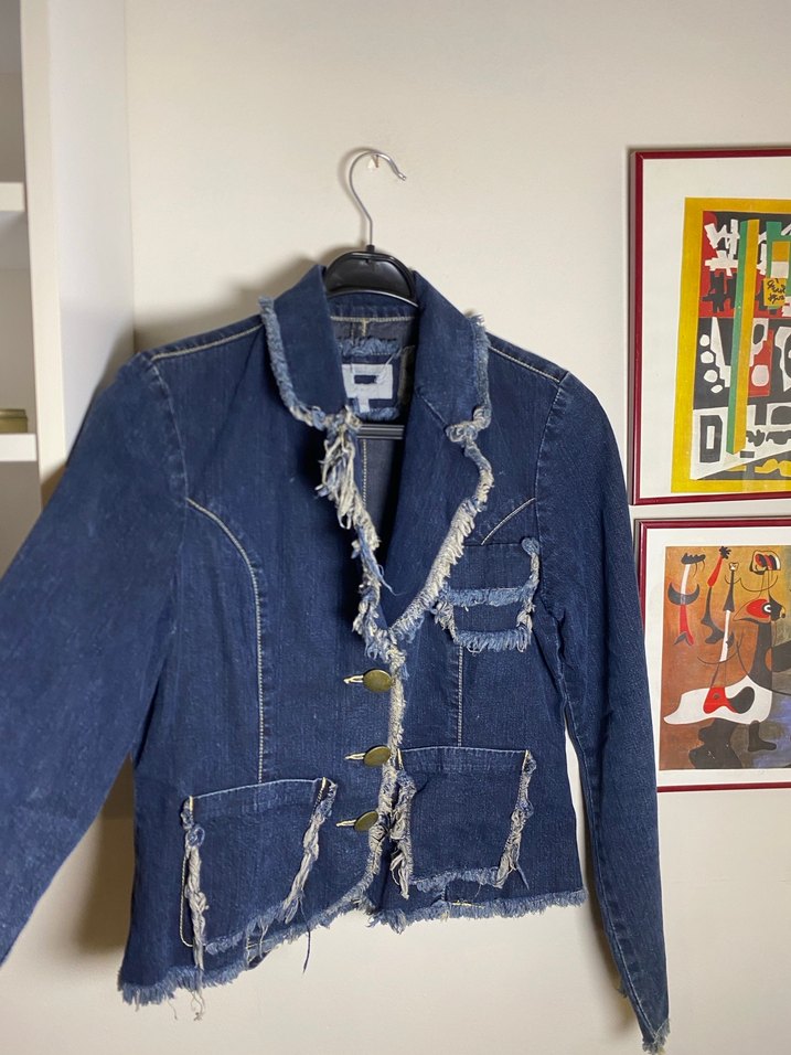 Püsküllü Mavi Vintage Kot Ceket - Görsel 2