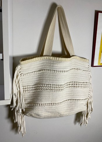 Krem Renk Püsküllü Omuz Çantası - Görsel 3