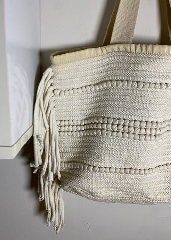 Krem Renk Püsküllü Omuz Çantası - Görsel 2