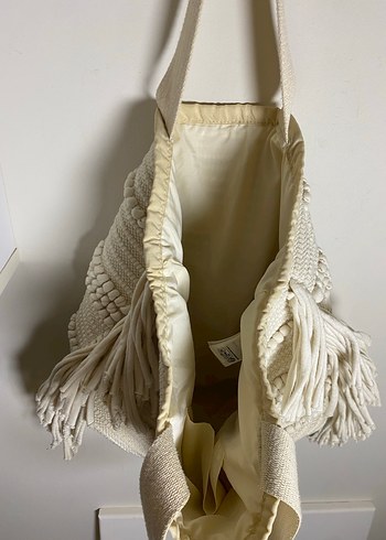 Krem Renk Püsküllü Omuz Çantası - Görsel 5