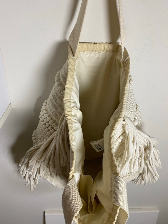 Krem Renk Püsküllü Omuz Çantası - Görsel 5