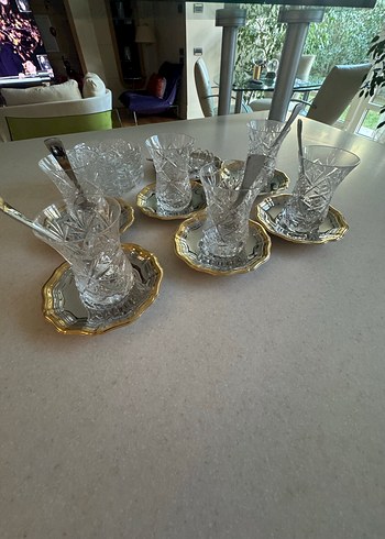 Jumbo Altın Kenarlı Kristal Çay Seti - Görsel 2