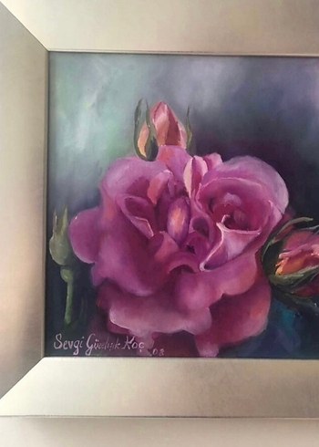 Mor Gül Temalı Çerçeveli Tablo - Görsel 4