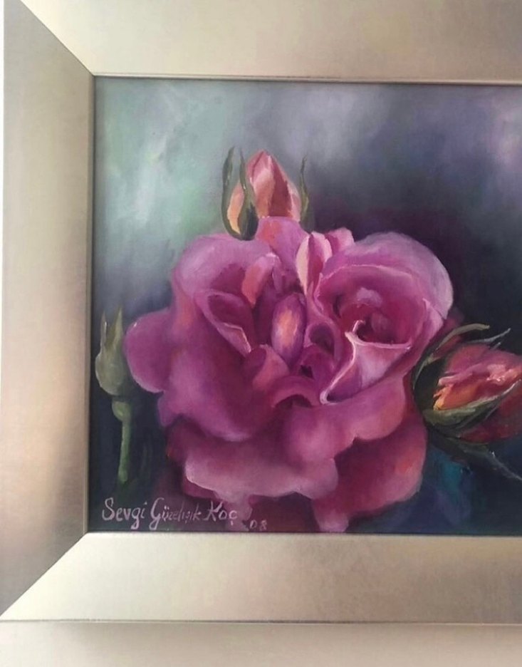 Mor Gül Temalı Çerçeveli Tablo - Görsel 4