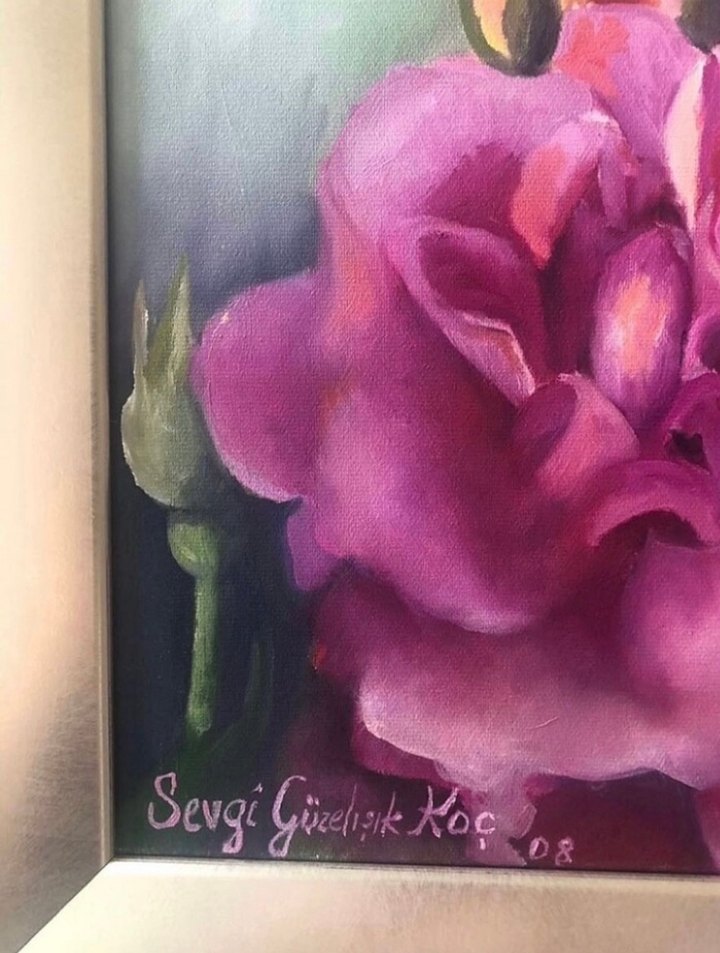 Mor Gül Temalı Çerçeveli Tablo - Görsel 3