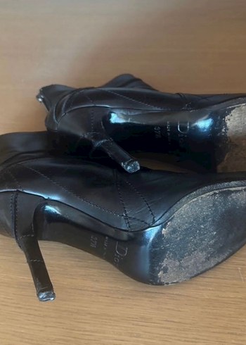 Kadın Siyah Deri Stiletto Topuklu Bot - Görsel 6