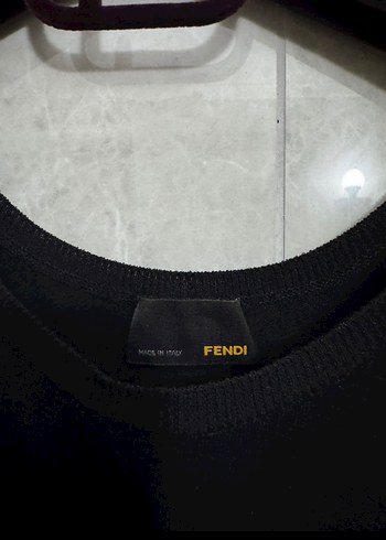 Fendi Siyah Pilili V Yaka Kısa Kollu Uzun Elbise