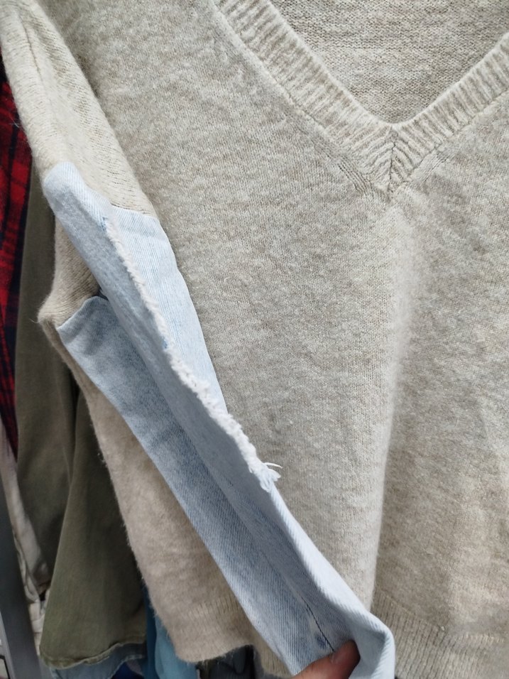 Bej V Yaka Triko Kazak Kot Kollu - Görsel 4