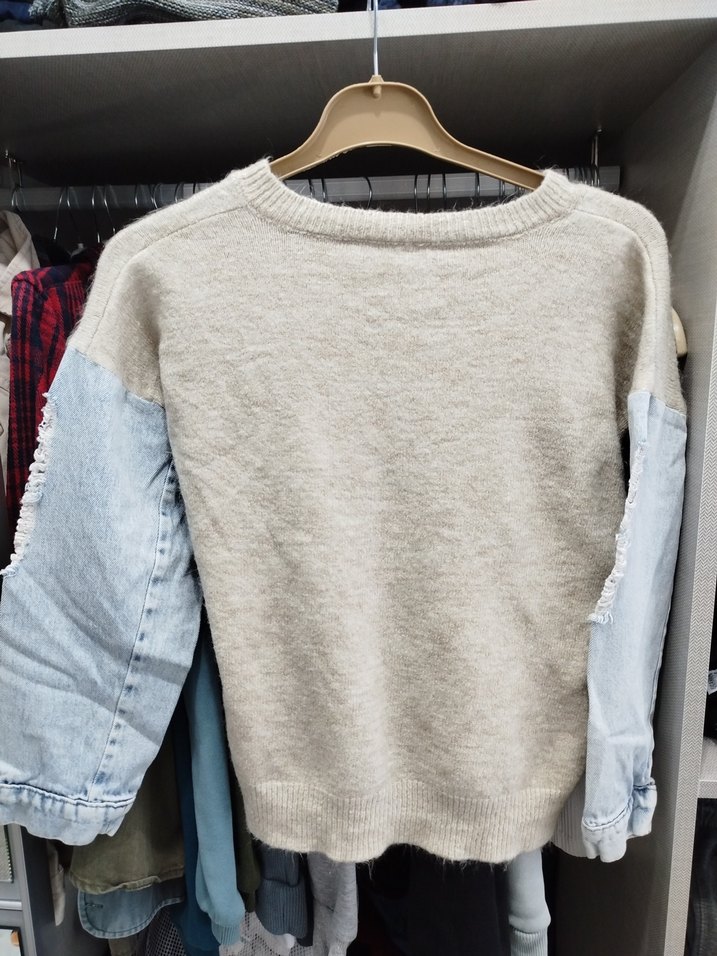 Bej V Yaka Triko Kazak Kot Kollu - Görsel 2