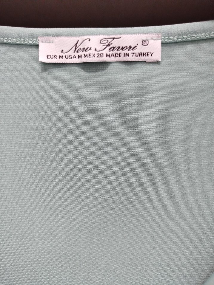 Turkuaz V Yaka Drapeli Kadın Bluz - Görsel 2