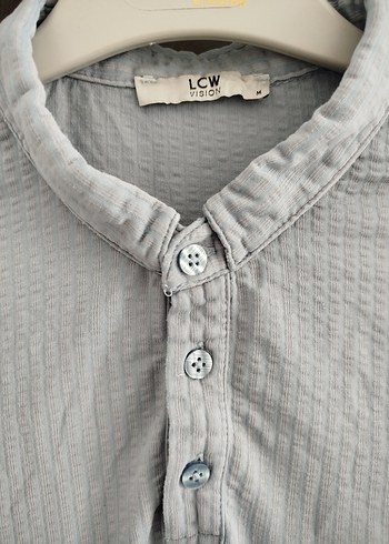 Buz Mavi İnce Keten Kısa Kollu Lcwaikiki Polo Tişört - Görsel 2