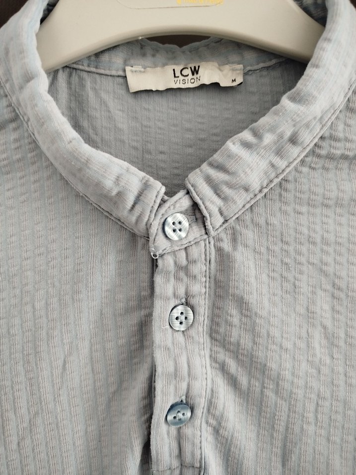 Buz Mavi İnce Keten Kısa Kollu Lcwaikiki Polo Tişört - Görsel 2