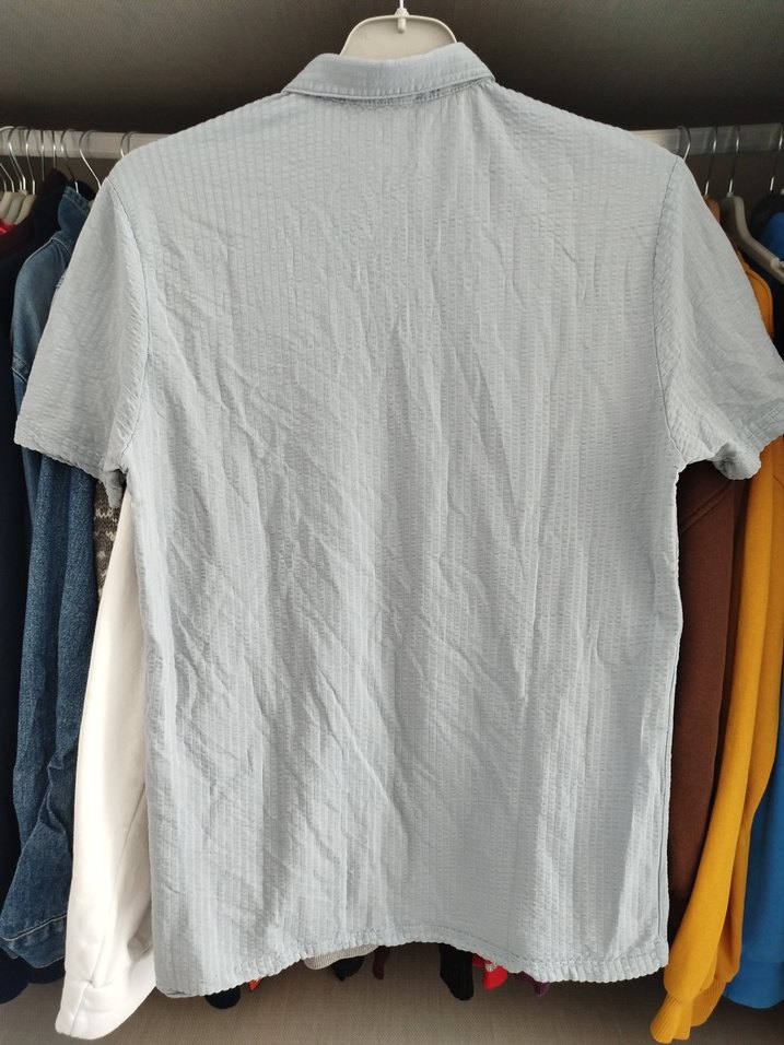 Buz Mavi İnce Keten Kısa Kollu Lcwaikiki Polo Tişört - Görsel 4