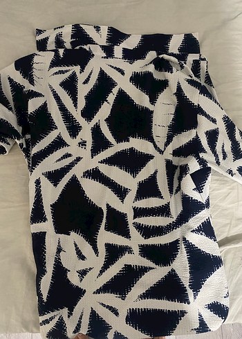 xl Beden Düğmeli Siyah Beyaz Batik Desenli Erkek Gömlek