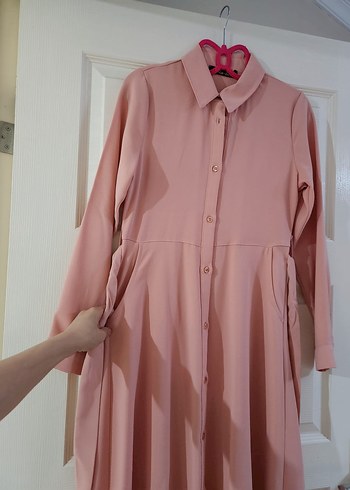 Zara Pembe Uzun Kollu Drapeli Kadın Elbise