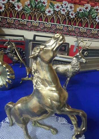 Parlak Altın At Figürin pirinç - Görsel 5