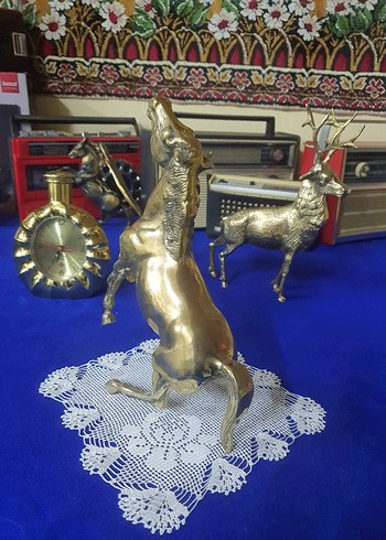 Parlak Altın At Figürin pirinç - Görsel 4