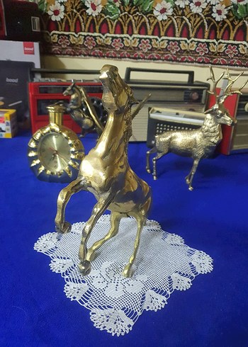 Parlak Altın At Figürin pirinç - Görsel 7