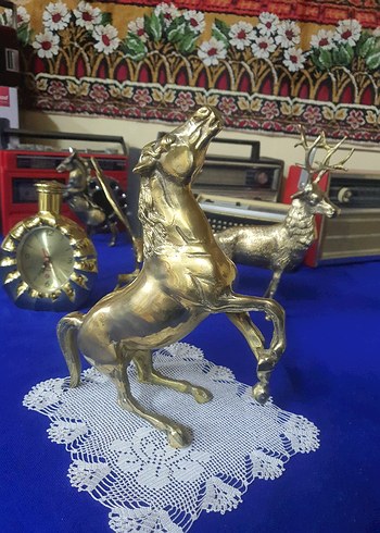 Parlak Altın At Figürin pirinç - Görsel 2