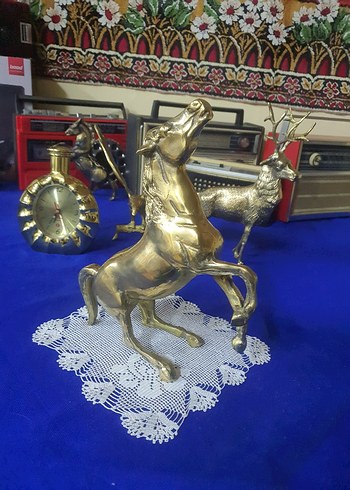 Parlak Altın At Figürin pirinç - Görsel 6