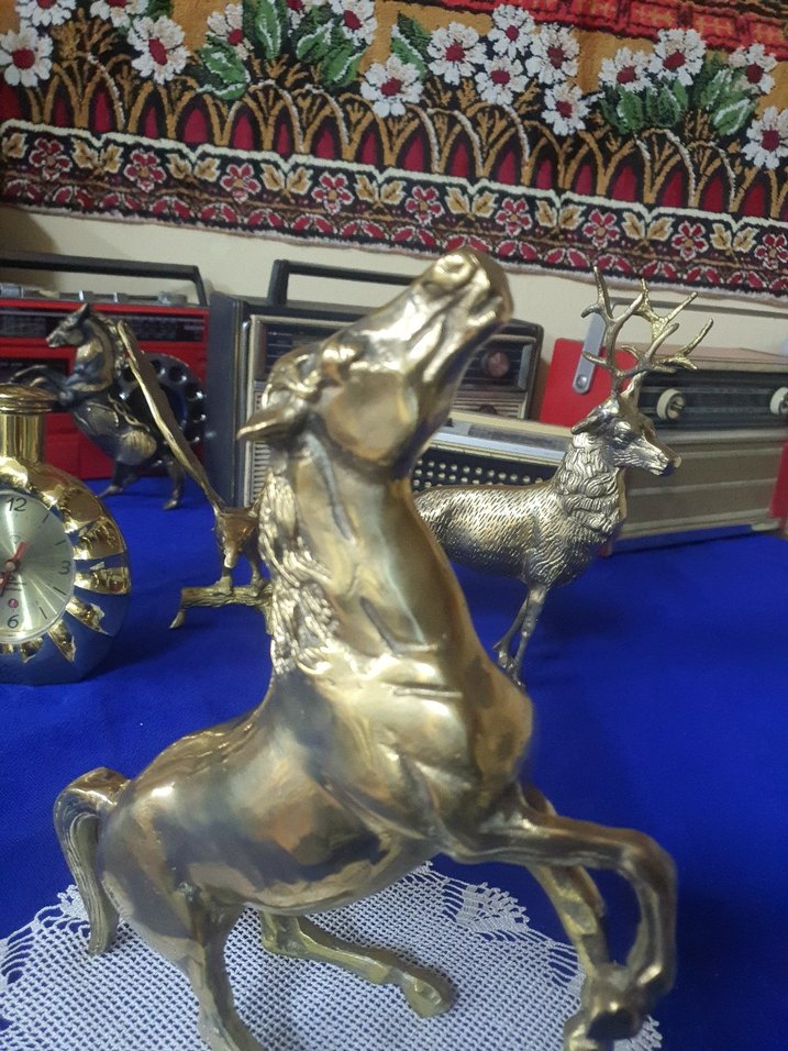 Parlak Altın At Figürin pirinç - Görsel 5