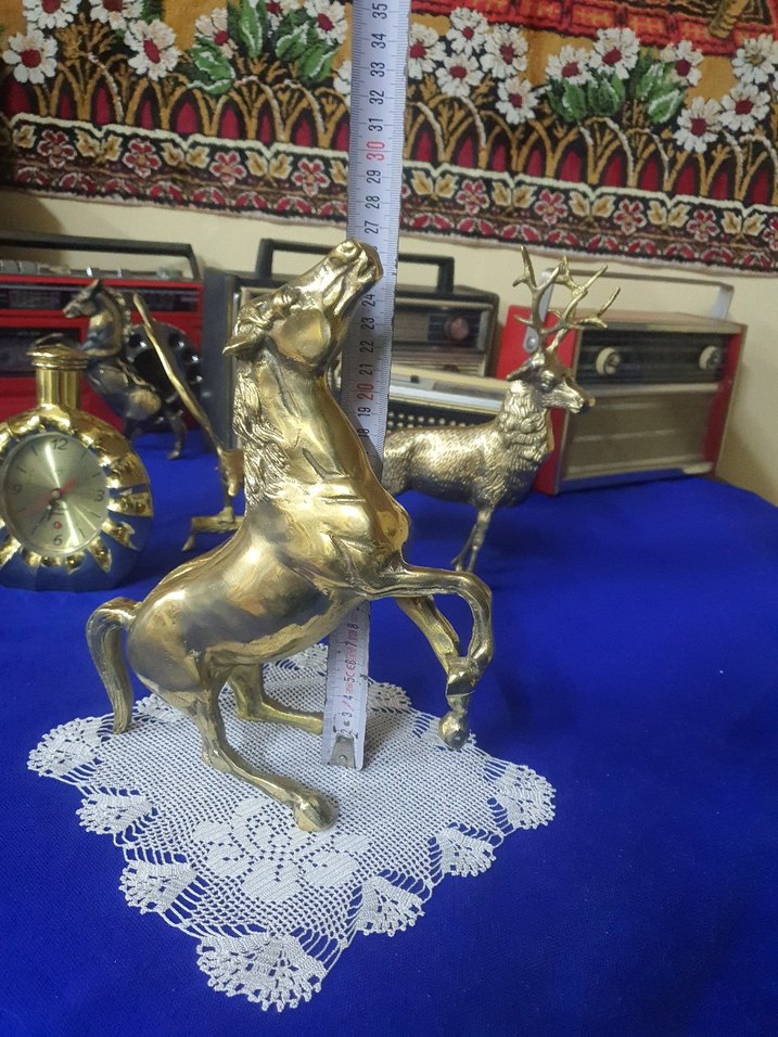 Parlak Altın At Figürin pirinç - Görsel 3