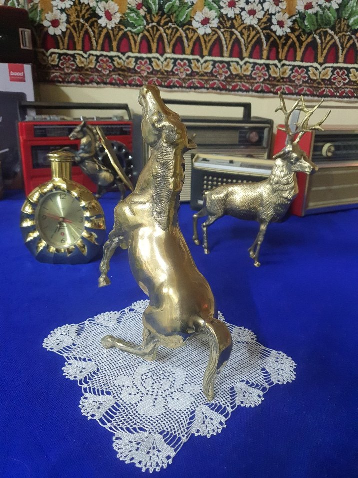 Parlak Altın At Figürin pirinç - Görsel 4