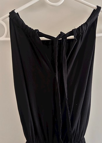 Uzun Siyah Keten Pilili Gotik Elbise - Görsel 5