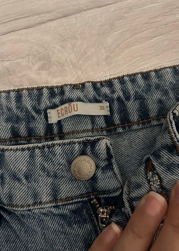 Gri Mavi Kadın Denim Mini Şort - Görsel 2