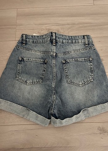 Gri Mavi Kadın Denim Mini Şort - Görsel 3