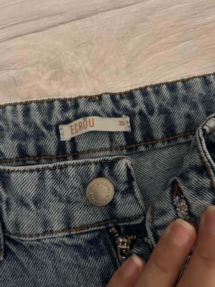 Gri Mavi Kadın Denim Mini Şort - Görsel 2