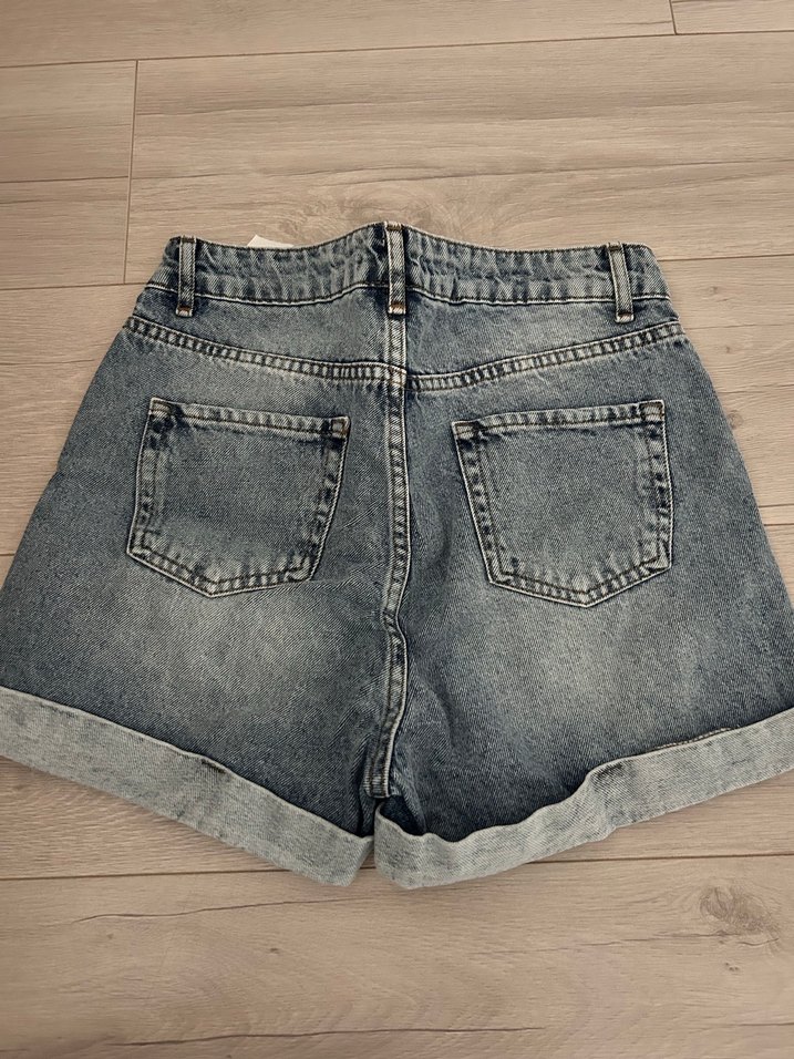 Gri Mavi Kadın Denim Mini Şort - Görsel 3