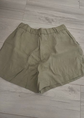 Bej Keten Salaş Mini Şort - Görsel 3