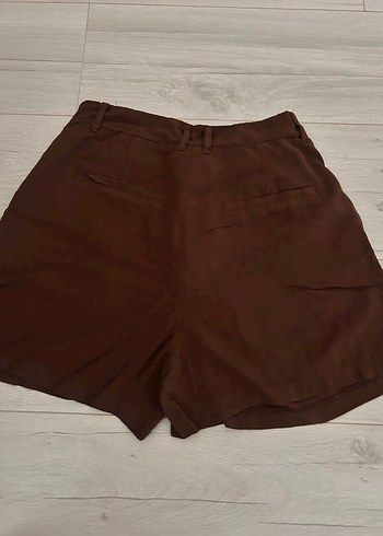 Kahverengi Beli Kemerli Yüksek Bel Mini Şort - Görsel 3