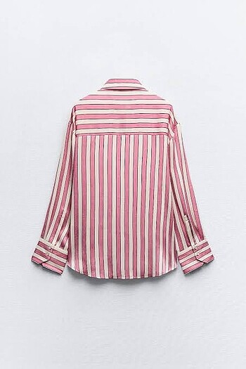 Zara Çizgili Saten Gömlek - Görsel 6