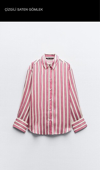 Zara Çizgili Saten Gömlek - Görsel 5